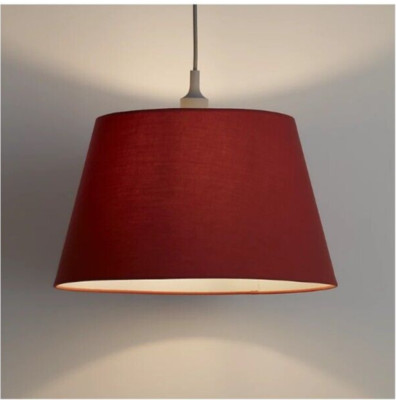 GoodHome Lokombi dunkelroter Stoff gefärbt traditioneller heller Schirm (D) 40 cm E27 E14
