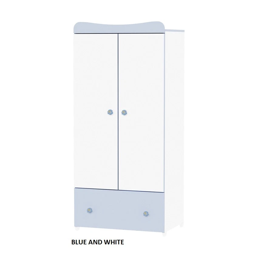 Baby 2 door wardrobe Lorelli Exclusive with one drawer in various colour combos - Image 3 of 4