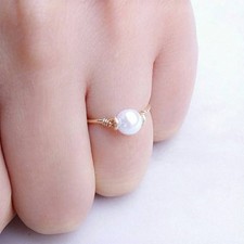 Freshwater Pearl Ring Handmade14k gold filled silver filled ring wire jewelry