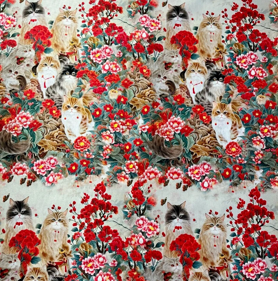 Stoff Baumwollstoff Meterware 50 cm Patchwork Baumwolle Blumen Katzen Bestseller - Bild 2 von 4
