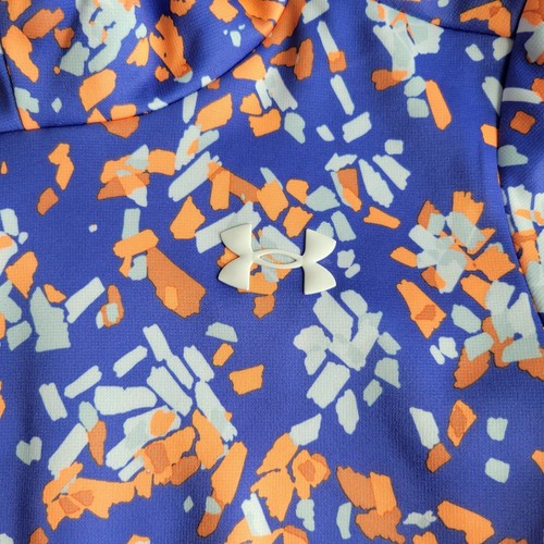 NWT Under Armour Youth Medium Girls Fleece Printed Hoodie Blue/Orange Avy - Picture 6 of 7
