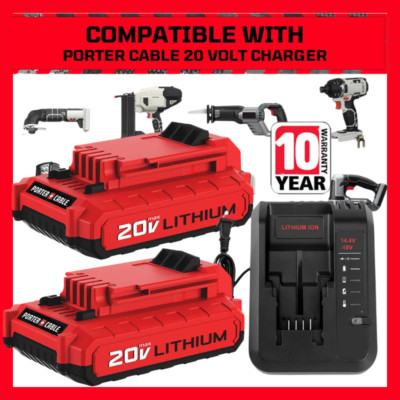 2PACK for PORTER CABLE 20V 20 Volt Lithium Battery /Charger Max PCC680L PCC685L