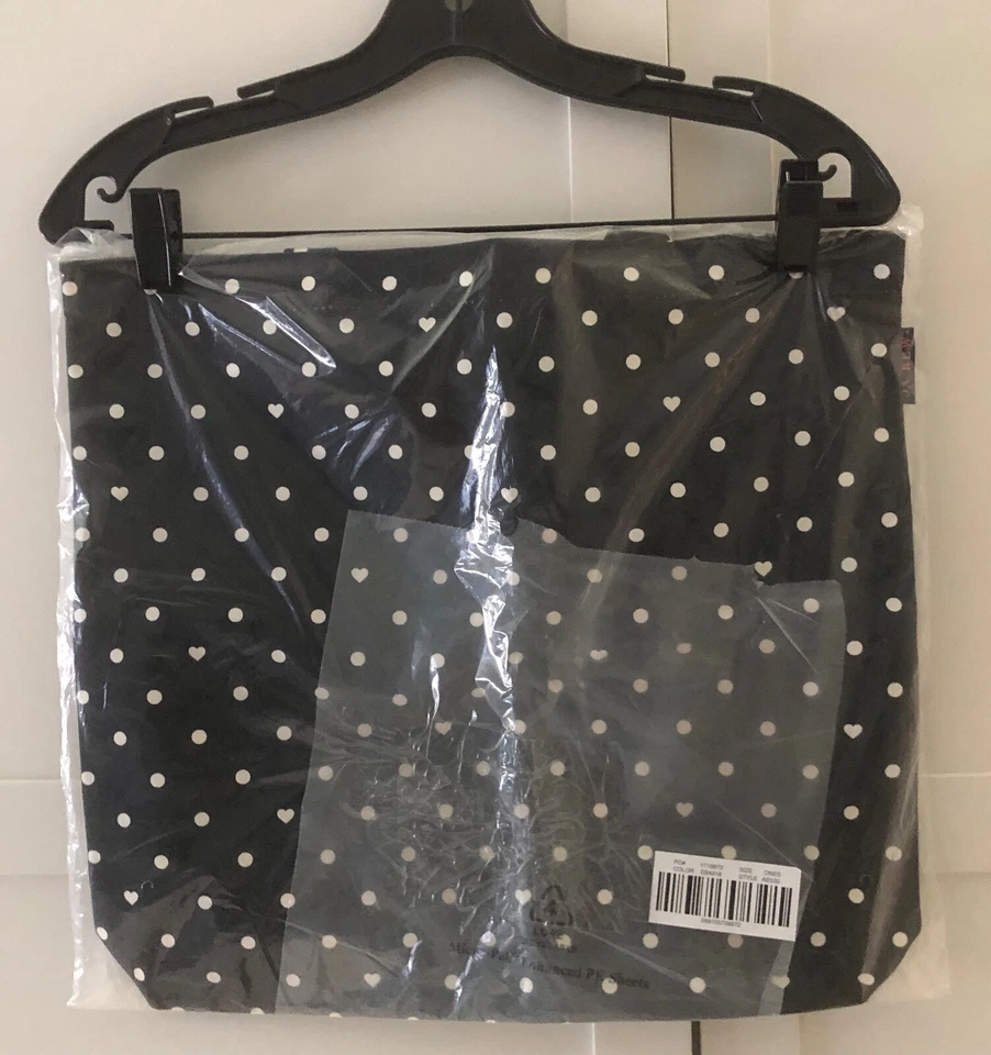 J. Bolso de Mano Crew de Lona Lunares y Corazones Azul Marino/Marfil Nuevo Foto 2 de 4