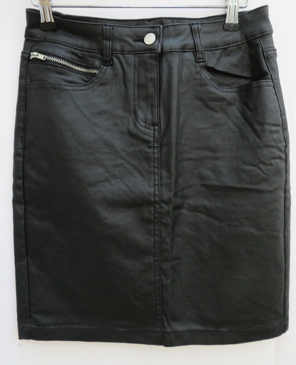zipper black leather skirt next