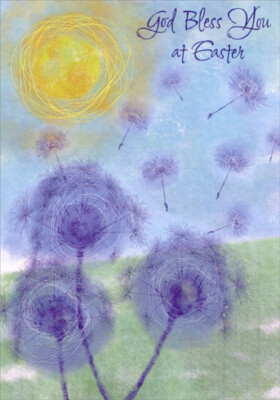 Floating Purple Flowers - Designer Greetings Religious Easter Card