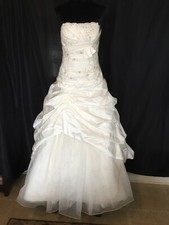 Venus Ivory Satin Embroidered/Embellished Wedding Gown Sz12 Stunning 
