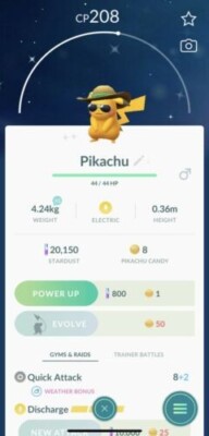 Pokemon Trade GO - Shiny Pikachu Summer Hat with Sunglasses