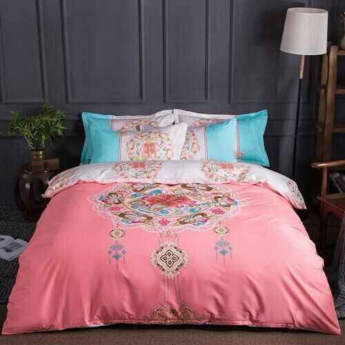 Popular 4pcs 100% Cotton Printed Classical Bedding Set Duvet Cover Set Bed Sheet Świetne okazje, wybuchowe zakupy