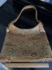 Brahmin Copa  Cabana Surf  Texture Brown Color Leather Handbag