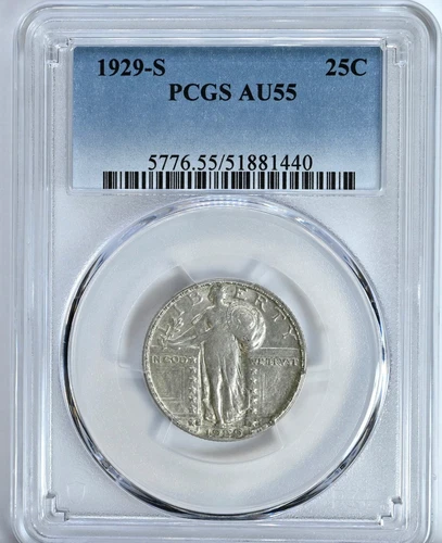 1929-S Standing Liberty Quarter PCGS Graded Coin AU 55  Sharp Coin! #5776
