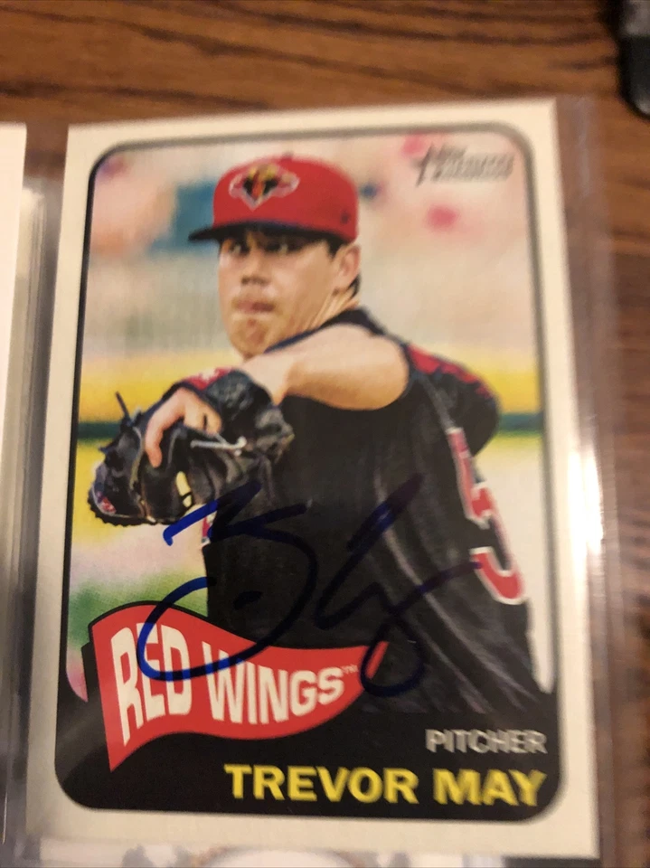 Trevor May Signed 2014 Topps Heritage Minor RC NY Mets Auto IP - Image 2 of 2