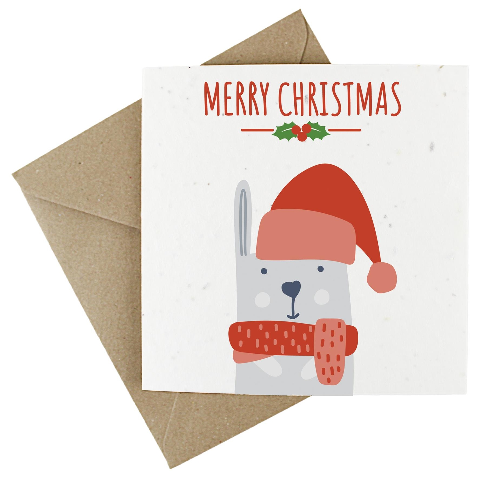Bunny Christmas Card - Seeded Wildflower Plantable Card - Merry Christmas 10pk