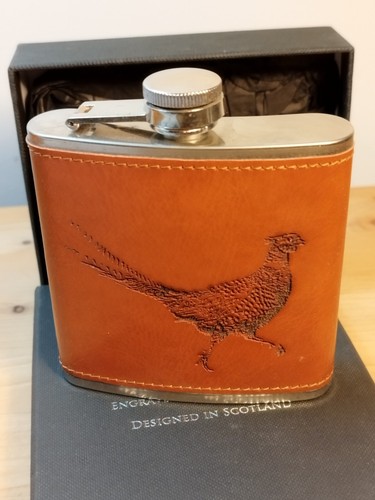 Leather Hip Flask with Pheasant Design by The Just Slate Company - Picture 5 of 6