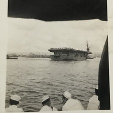 Found Black  White Photo WW2 era Sailors On Military Boat