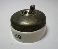 Vtg Antique Crabtree Metal Ceramic Light Switch Hardware Dolly Toggle England