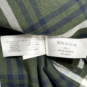 Nuon Shirt Mens Medium Green Plaid Button Up Pockets Long Sleeve Cotton Outdoor