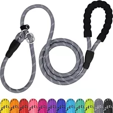 6Ft Reflective Slip Lead Dog Leash with Padded Handle for Large Dogs, 110-250Lbs