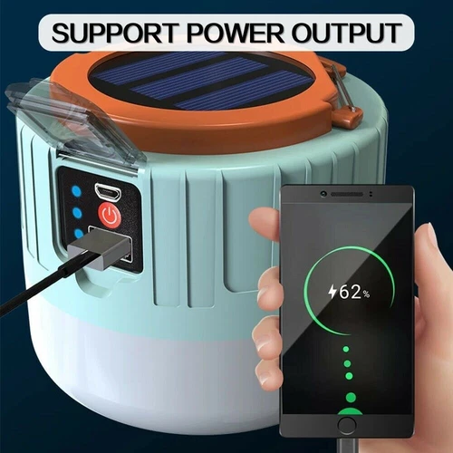 300W Solarleuchte Outdoor Camping Lampe Aufladbar Laterne Akku Zelt Licht USB - Bild 6 von 19