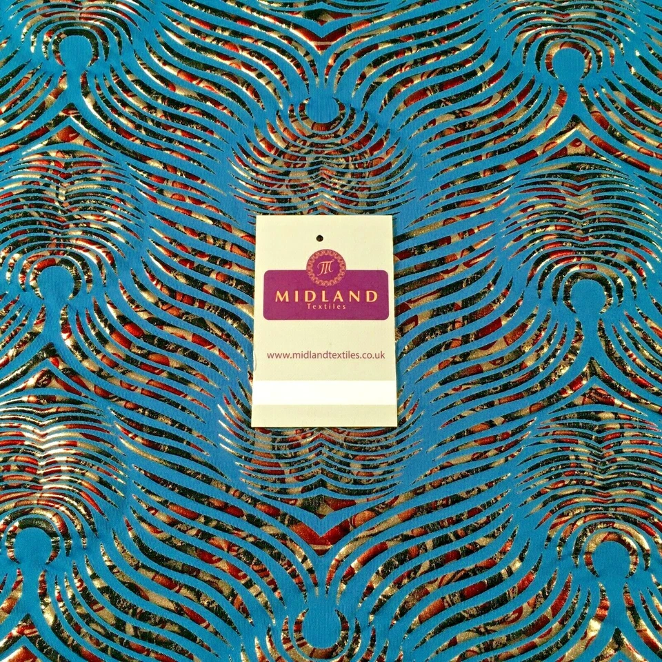 MIDTEX Petrol Animal Print Spandex Jersey Foil Stretch Dress Fabric 150cm MU1317