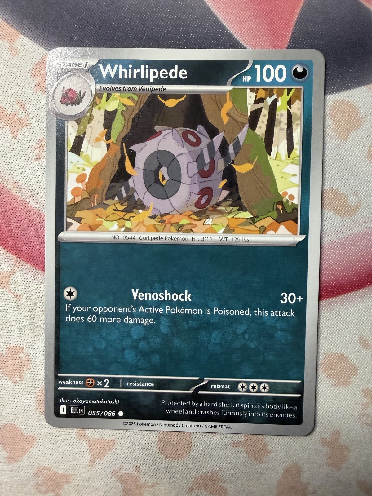 Whirlipede Common SV: Black Bolt 055/086 NM English Pokemon Card