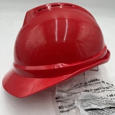 MSA 10034031 V-Gard 500 Vented 6 PT Fas-Trac Hard Hat Red