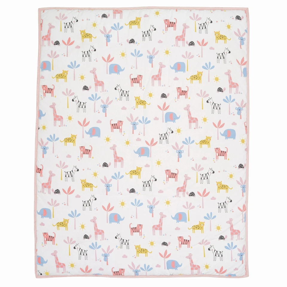 Conjunto de roupa de cama berço cordeiro e hera aconchegante selva pastel safári algodão jersey 5 peças - Imagem 3 de 4