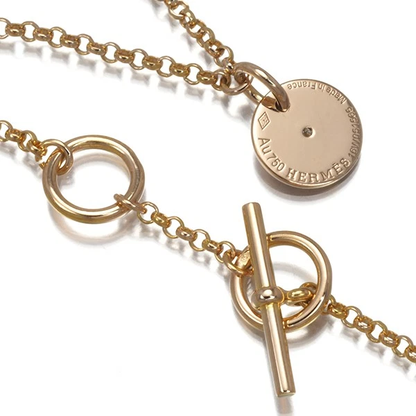 Auténtico Collar HERMES Diamante Clou de Selle Oro Rosa 750 18K  Foto 3 de 4