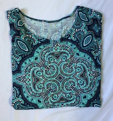 C B Woman Multi Color Rayon Blend Ladies Sleeveless Top Size 2X