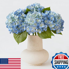 ZYTUYO 20in 4PCS Faux Blue Hydrangea Artificial Flowers Lifelike Latex