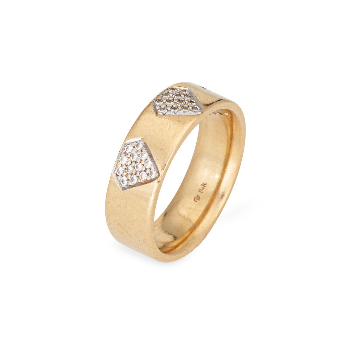 Diamond Cutout Band Sz 8.75 Ring Vintage 14k Yellow Gold Estate