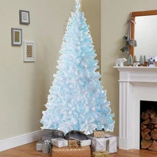 Blue LED Christmas Tree with Lights Xmas Artificial DIY & Stand 4/5/6/7FT White