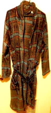 Perry Ellis~Portfolio Men's Blue & Red Checker/Plaid Fleece Robe RN#37763 Sz. OS