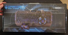SportsBot SS301 Blue LED Gaming Combo Set Open Box Headset Keyboard Mouse