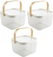 3 Pack Metal Mesh Steel Basket, Storage Organizer Basket Multi-function Hanging