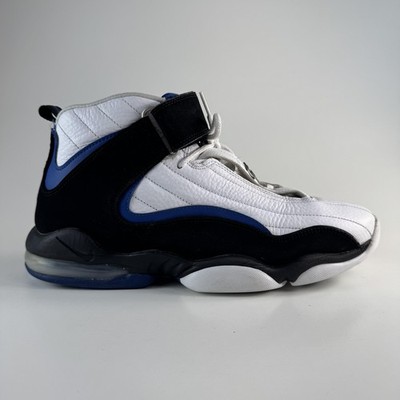 Nike Air Penny 4 Shoes Mens Size 10 White Black Blue Basketball 864018-100