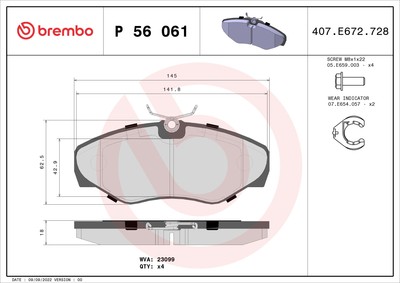 Brembo P 56 061 Brake Pad Set, Disc Brake for Nissan Opel Renault Vauxhall