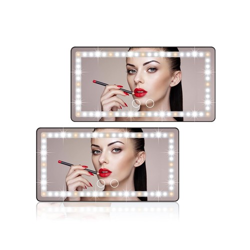 Car Sun Visor Vanity Makeup Mirror, 2 Pcs Rechargeable with 3 Light Modes & 6...