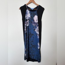 Simply Vera Vera Wang Blue Black Floral Maxi Dress Womens Medium Sleeveless