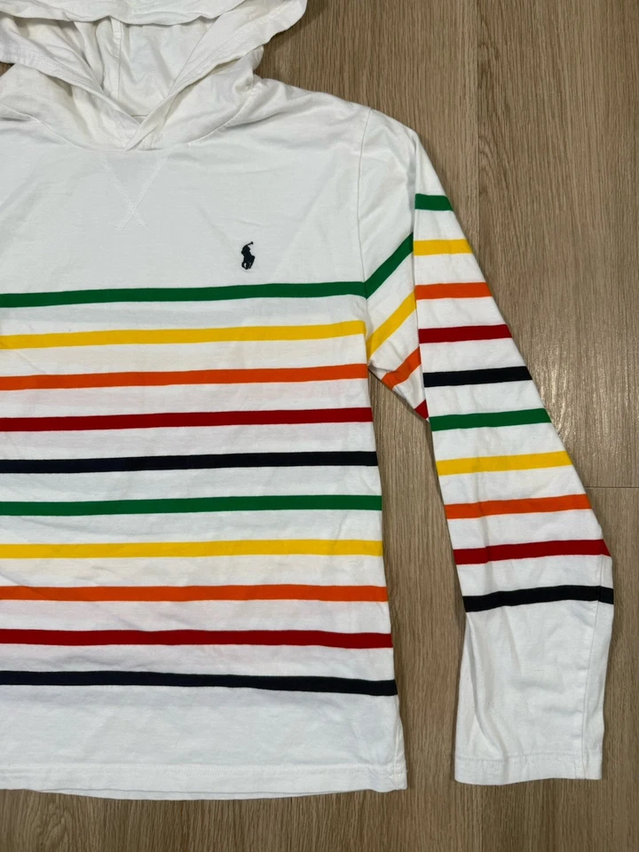 Camisa Ralph Lauren Polo Algodón Manga Larga con Capucha, Talla XL (18-20) Arco Iris Niños Foto 2 de 4
