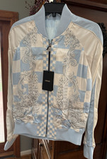 NWT VERSACE Medusa Contrasto Bomber Jacket Lt Blue Barocco Print Chest 44 2550