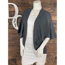LOFT Charcoal Open Front Ribbed Drape Dolman Sweater Cardigan Gray XS/S