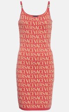 VERSACE Jacquard knitted dress in fuchsia and pink. Size 42.