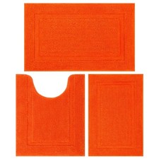 3 PCS Orange Fall Bathroom Rugs Set 16x24 20x32 20x24 Inch UShaped Bath Mats