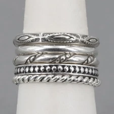 Vintage Silpada Sterling STACKS OF PLENTY 5 Band Stacking Ring Set R0593 Size 9