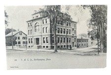 NORTHAMPTON MA MASS~Y.M.C.A. Building~Flag Cancel UDB Postcard~1910