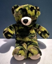Build A Bear Military Green Camouflage Teddy Bear Plush Stuffed Animal 17" Tall