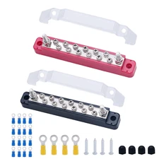 Bus Bar Terminal Block 12V Power Distribution Block with 2 X 1/4" Posts and 12 X