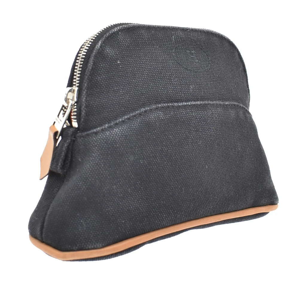 Mini bolso HERMES Logo Bolide 16 100 % algodón cuero negro Francia 09KB142 Foto 3 de 4