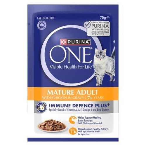 Purina One Mature Adult 7+ Wet Cat Food with Chicken in Gravy 12 x 70g - Picture 1 of 2