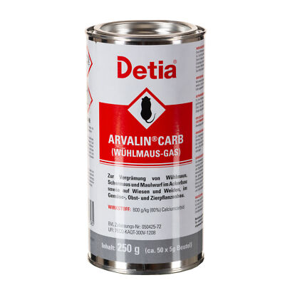 Detia Wühlmausgas 250 g Vergrämung Vetreibung Wühlmaus Maulwurf Calciumcarbid